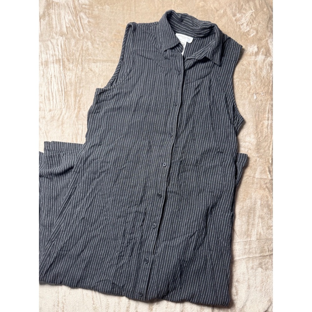 Jones New York Sport Womens 6 Pinstripe Linen Blend Sleeveless Midi Dress‎ 90s
